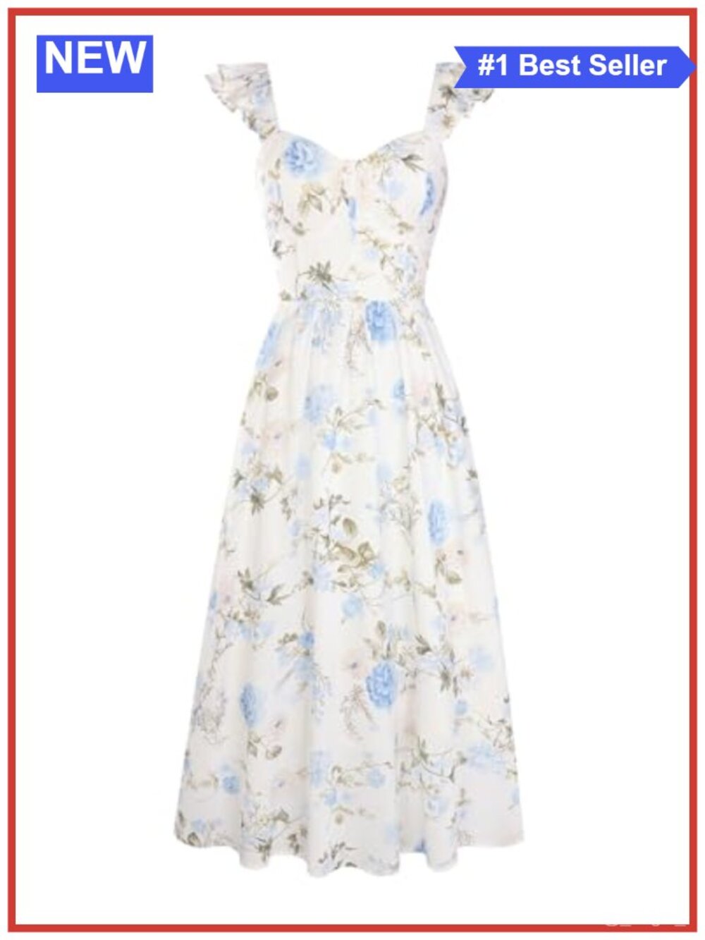 Women Summer Maxi Floral Corset Dress Ruffle Sleeve Milkmaid Wedding Guest